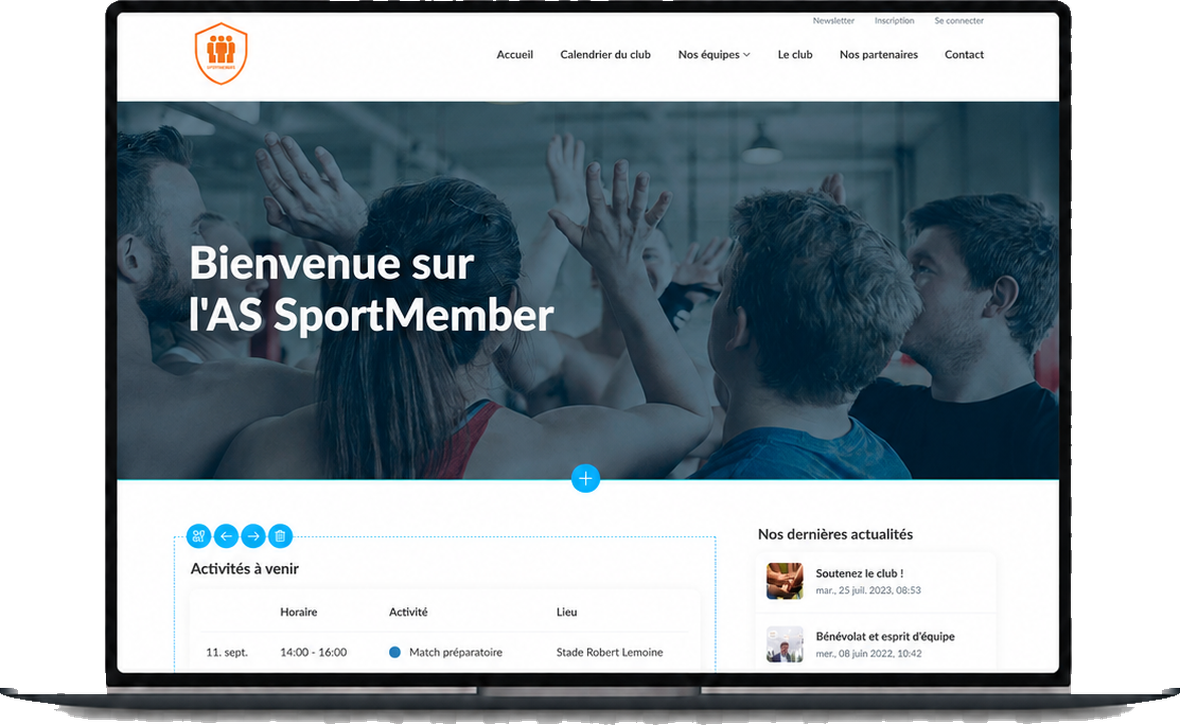 Le site web du club créé avec SportMember